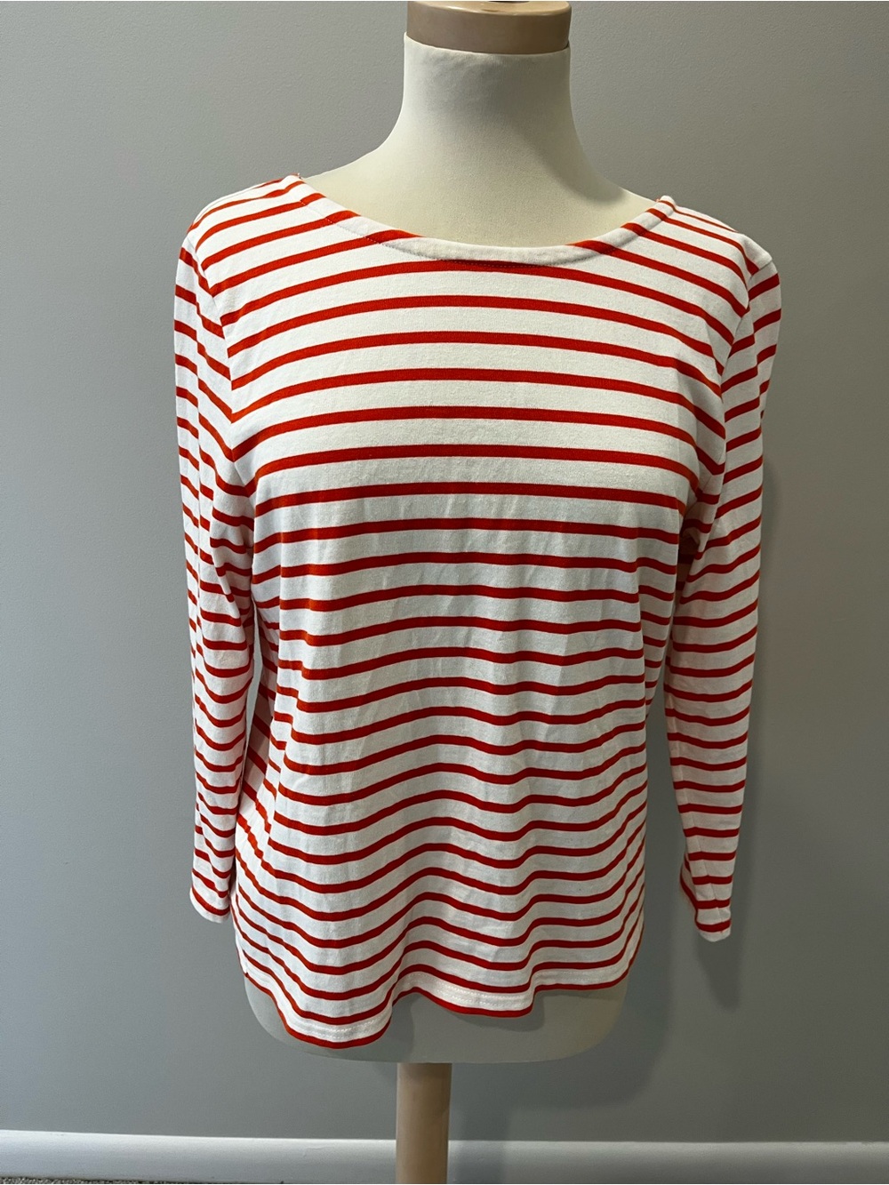 J. Crew Red and White Striped Long-Sleeve Tee